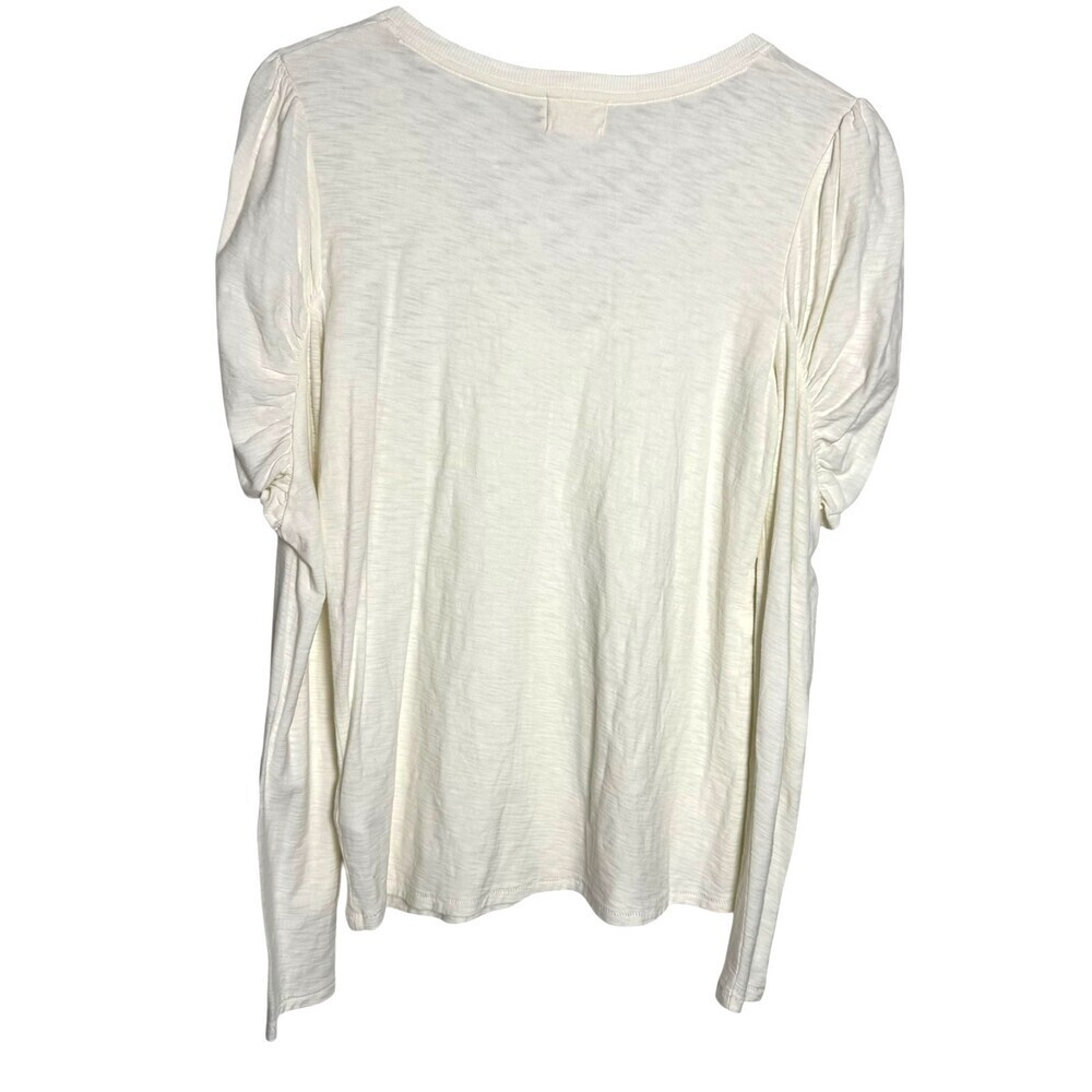 Nation Ltd Zella Puff sleeve tee vanilla slub knit size Medium - Picture 3 of 8